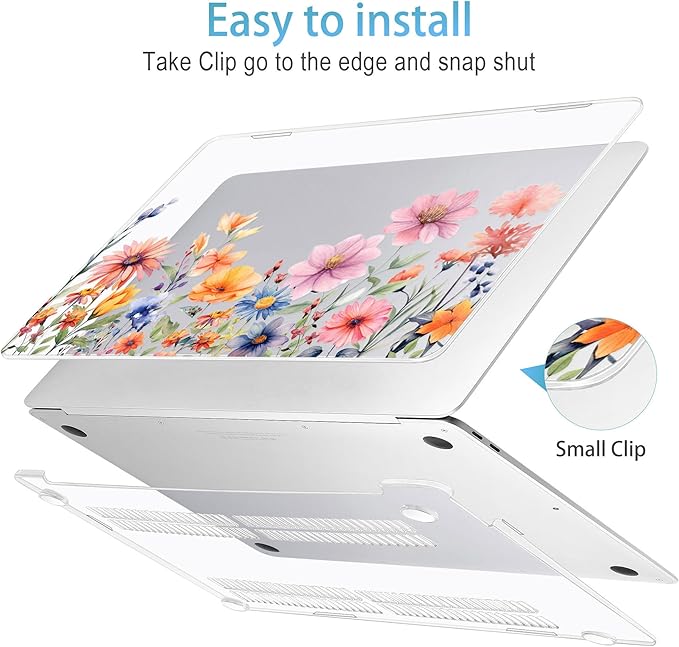 Mektron for MacBook Air 13 inch Case 2021-2018 Release A2337 M1 A2179 A1932, Plastic Hard Shell Case Only Compatible with MacBook Air 13 inch Retina Fits Touch ID, Floral P165