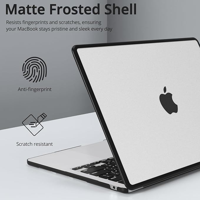 B BELK Compatible with MacBook Air 13 inch Case M5 2026 2025 2024-2022 M4 M3 M2 A3449 A3240 A3113 A2681, [Anti-Cracking] Soft TPU Bumper+Keyboard Cover for MacBook Air 13.6 inch Case, Frost Clear