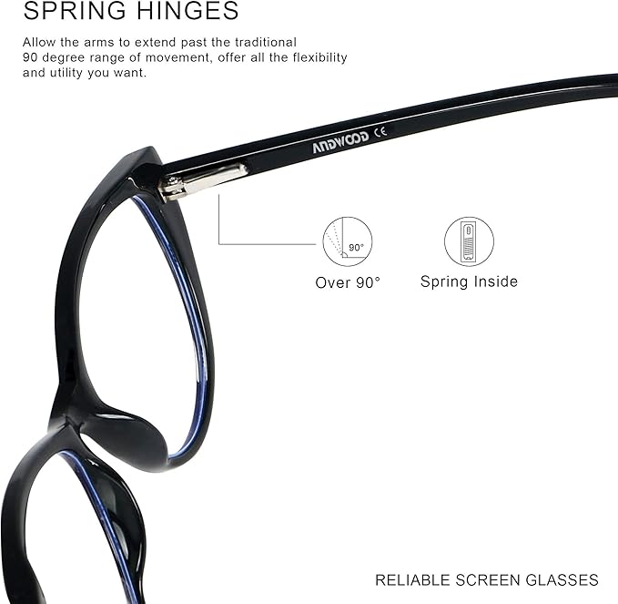 ANDWOOD Blue Light Blocking Glasses Women Bluelight Blocker Computer Cateye Clear Cat Eye Eyeglasses Frame AR003