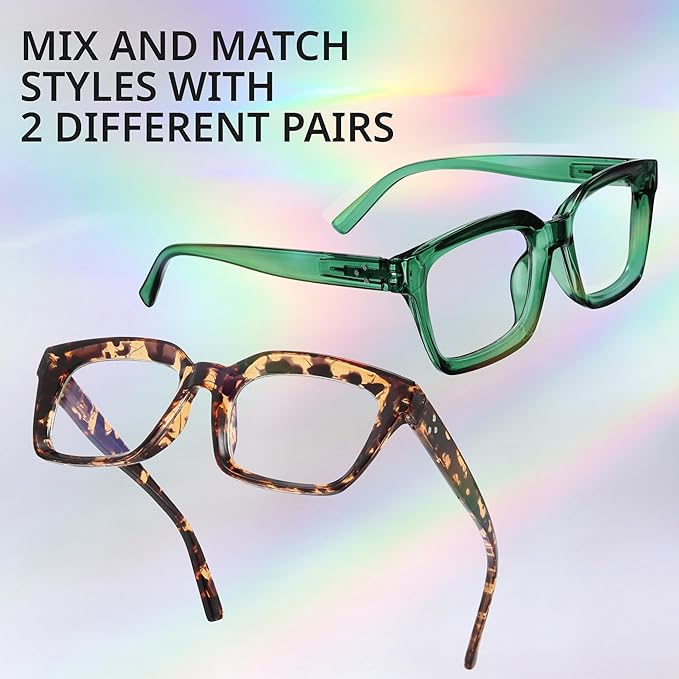 IBOANN Oversized Blue Light Glasses for Woman, Funky Fashion Glasses With Preppy Look, Reduce Screen Fatigue Computer Glasses
