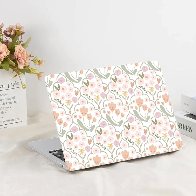 G JGOO Compatible with MacBook Air 13 inch Case 2026 2025-2022 M5 A3449 M4 A3240 M3 A3113 M2 A2681, Plastic Hard Shell for MacBook Air 13.6 inch Case +Keyboard Cover+ Screen Protector, Pink Flower