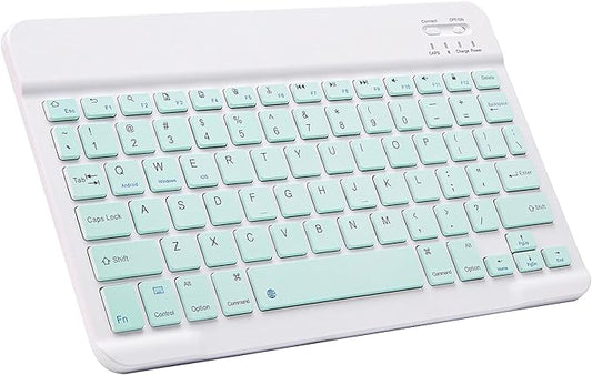 Ultra-Slim Bluetooth Keyboard Portable Mini Wireless Keyboard Rechargeable for Apple iPad iPhone Samsung Tablet Phone Smartphone iPadOS iOS Android (10 inch Light Green)