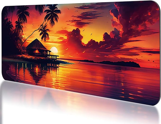 Gaming Mouse Pad 31.5x11.8 inch XL Large Extended Mouse Pad, Big Mousepad Desk Mat for Computer with Non-Slip Rubber Base and Stitched Edge-Sea Sunset