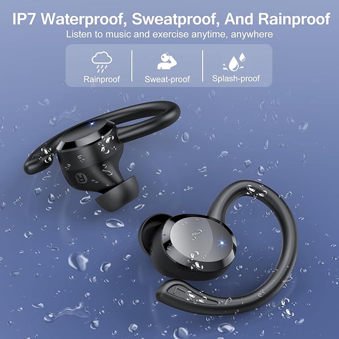 Ear Buds Wireless Bluetooth Earbuds, Bluetooth 5.4 Headphones 68hrs Playtime Sport Earphones with LED Display ENC Noise Cancelling Mic, IPX7 Waterproof Earbuds with Hook for Sports/Workout/Running