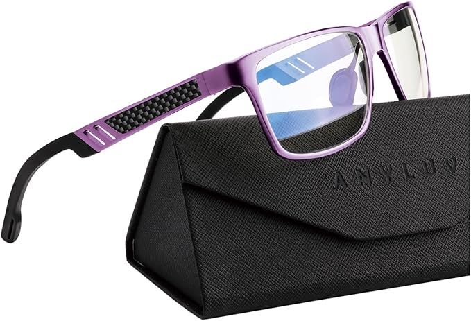 ANYLUV Blue Light Blocking Glasses Men Computer Gaming Glasses Lightweight Al-Mg Metal Anti Eyestrain Eye Protection