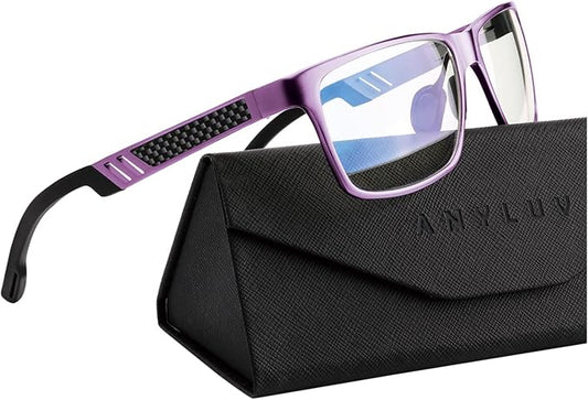 ANYLUV Blue Light Blocking Glasses Men Computer Gaming Glasses Lightweight Al-Mg Metal Anti Eyestrain Eye Protection