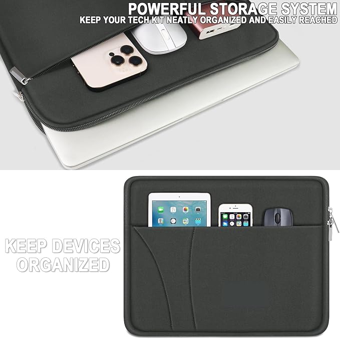 14 inch Laptop Case, Traveling Laptop Sleeve with Zippered Pocket, Shockproof Protective Carrying Briefcase Computer Bag for 14" MacBook Air/Pro, HP, Dell, Lenovo, Acer, Grey