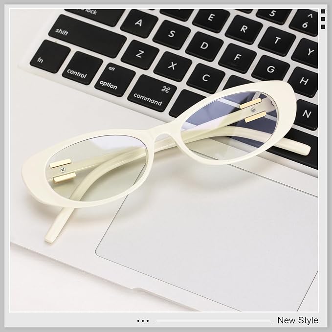 Oval Blue Light Blocking Glasses for Women Retro 90s Glasses Computer TV Eyeglasses Anti Eyestrain