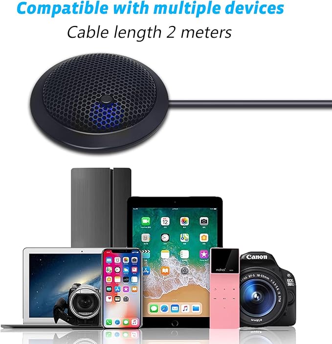 USB Microphone,Desktop Computer Mic, USB Conference Microphone with Mute Key, Plug & Play 360°Omnidirectional Condenser PC Laptop Mics,for Online Calls/Class/Recording Video (Not a Speaker)