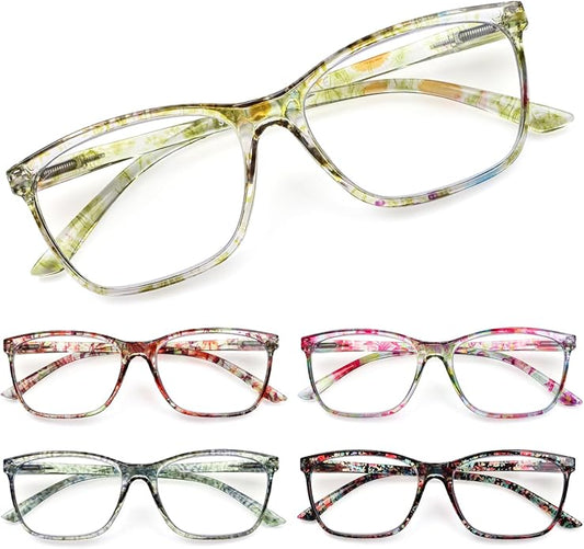SIGVAN Ladies Reading Glasses Blue Light Blocking Spring Hinge Fashion Pattern Print Eyeglasses for Women