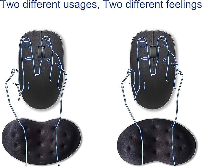 BRILA Ergonomic Memory Foam Mouse Wrist Rest Support Pad Cushion for Computer, Laptop, Office Work, PC Gaming - Massage Holes Design - Wrist Pain Relief (Black Mouse Wrist Rest)