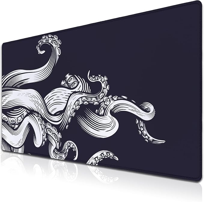 Game Mat Black Gaming Mouse Pad Extra Large Mouse Pads Computer Desk Accessories for Men Computer Mats Mousepad XXL Non-Slip Rubber Base 35.4 X 15.7 for Game Office, Octopus
