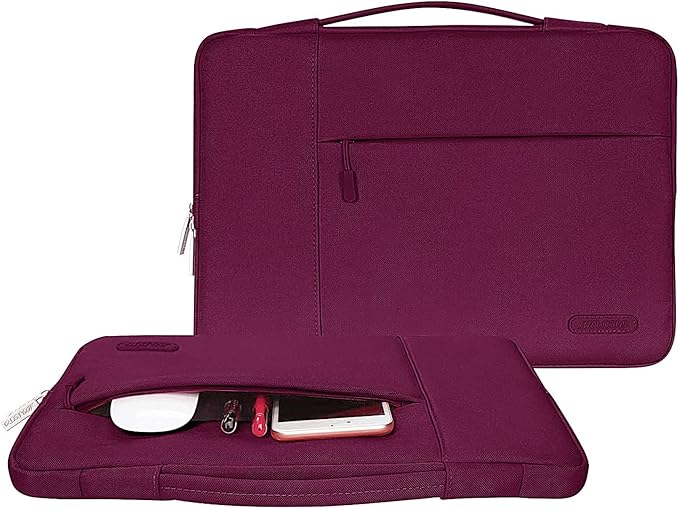 MOSISO Laptop Case 13.3 inch, 13-13.3 inch Laptop Sleeve with Handle Compatible with MacBook Air/Pro 13/Pro 14 M5 M4 M3 M2 M1,HP Dell ASUS Lenovo, Polyester Multifunctional Computer Bag, Burgundy
