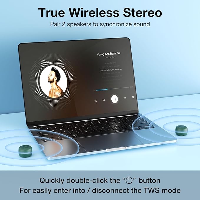 Mini Bluetooth Speaker Wireless Tiny Speakers with Built in Mic,TWS Portable for Travel Party Gift Outdoor Laptop (Green)