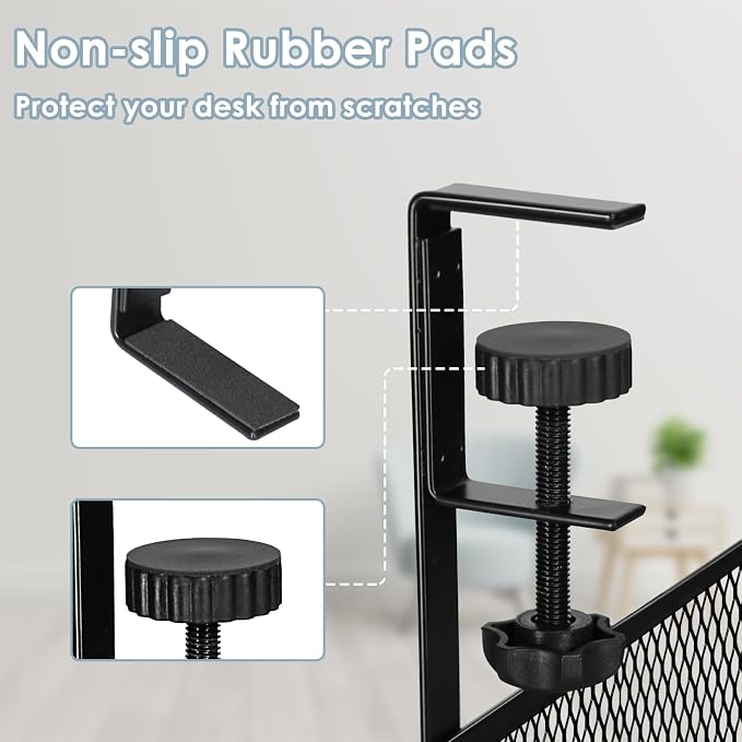 Cable Management, 2 Pack Cable Management Under Desk No Drill, Metal Cord Organizer with Clamp for Standing Desk, Cable Organizer for Home Office, Black - Image 3