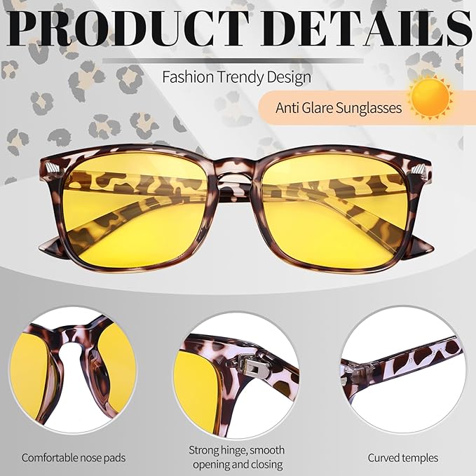 Polarized Sunglasses for Women Men, Night Driving Glasses Anti Glare Yellow Lens UV 400 for Day Night Use