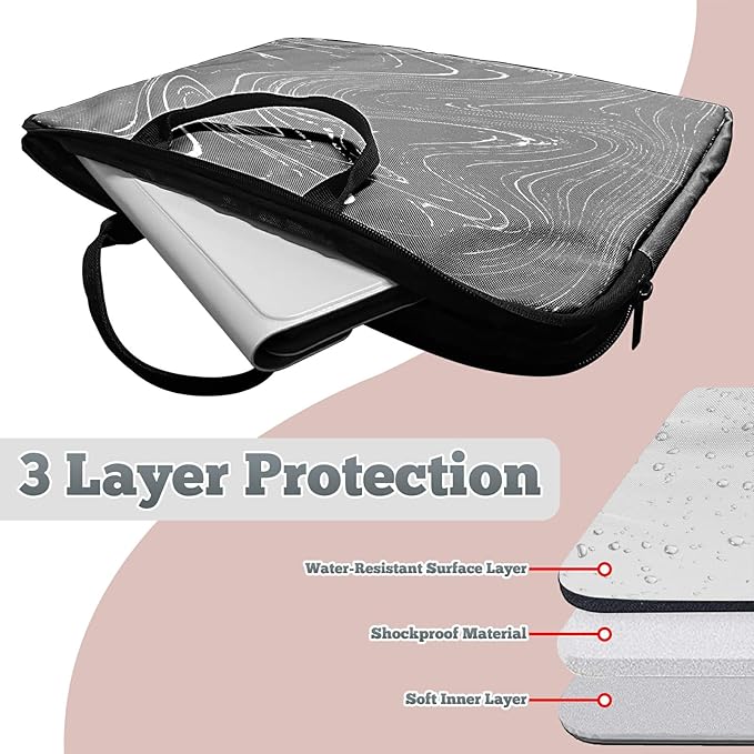 Laptop Sleeve Case 15 inch Plus Cute Mousepad, Black White Dirty Retro Slim Carrying Case Durable Handbag Protective Travel Laptop Bag for 13-15 inch Tablet,Laptop, Ultrabook Notebook