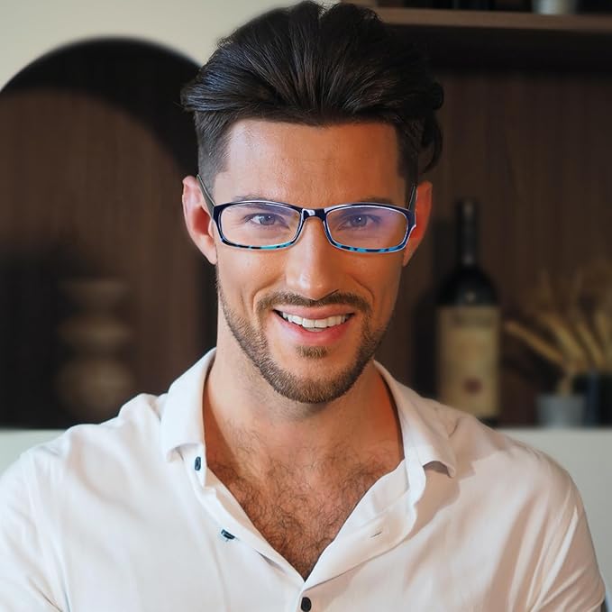 Henotin 5-Pack Reading Glasses Blue Light Blocking Anti Eyestrain Computer Reading Glasses for Women and Men Readers (Mix Color-C2, 3.00, Diopters)
