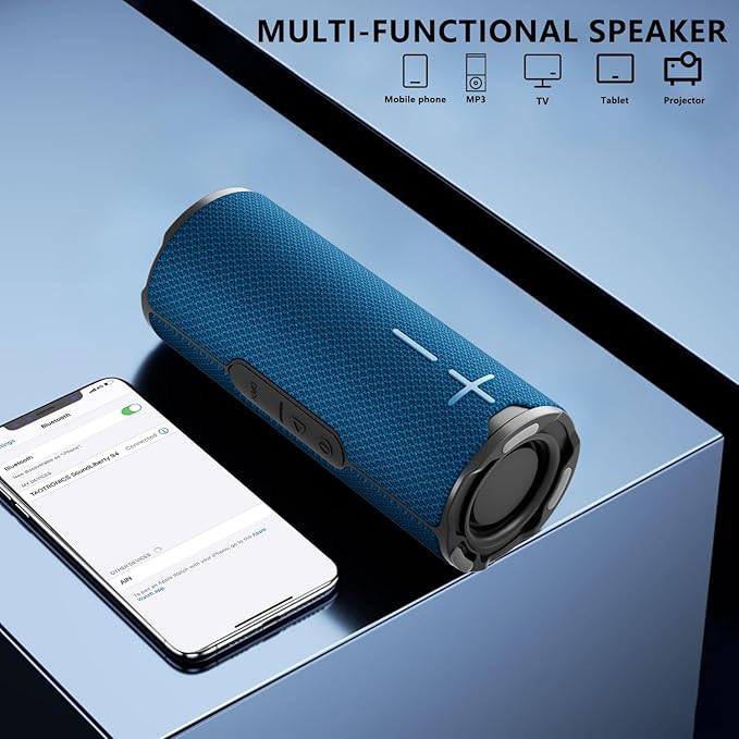 BYANDBY Bluetooth Speaker with IPX5 Waterproof 2 Portable, Long Playtime, Wireless Stereo Pairing, 12W Stereo Sound, BT 5.3, Bassup, Electronics for Home, Shower, Outdoors, Travel(Blue)