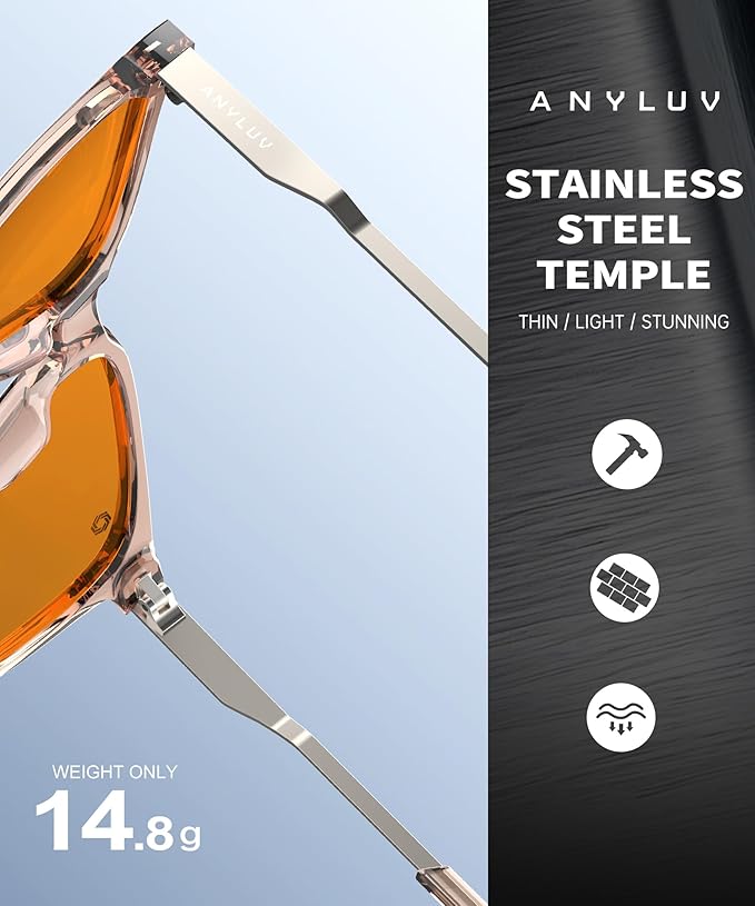 ANYLUV Blue Light Glasses for Men, Lightweight Computer Gaming Glasses, Stylish Anti Eyestrain Blue Light Blocking Men