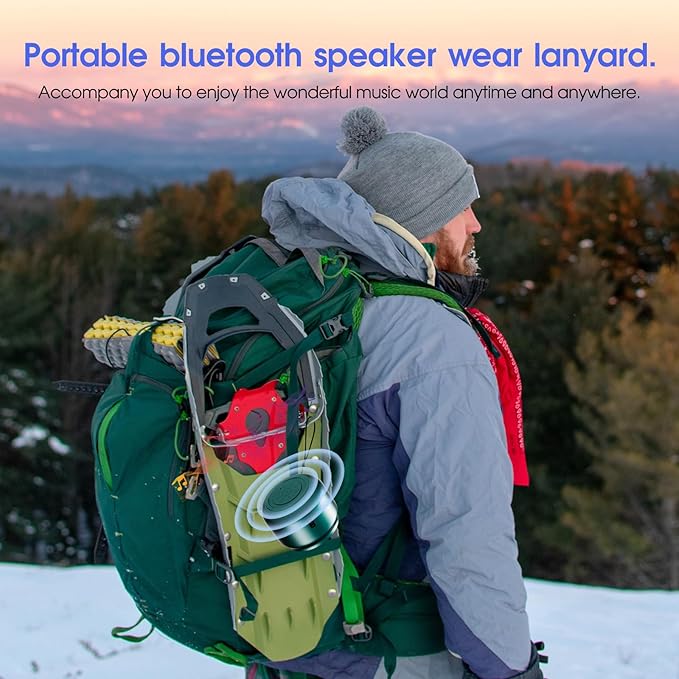 LFS Portable Bluetooth Speaker,Small Bluetooth Speake,Ultra Long Play 15 Hours,TWS Pairing,Suitable for Home,Pool,Beach,Boating, Hiking, Camping for Waterproof Outdoor Mini Speaker-Green
