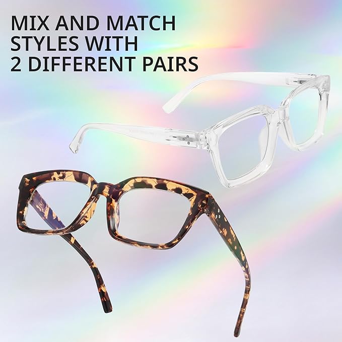 IBOANN Oversized Blue Light Glasses for Woman, Funky Fashion Glasses With Preppy Look, Reduce Screen Fatigue Computer Glasses
