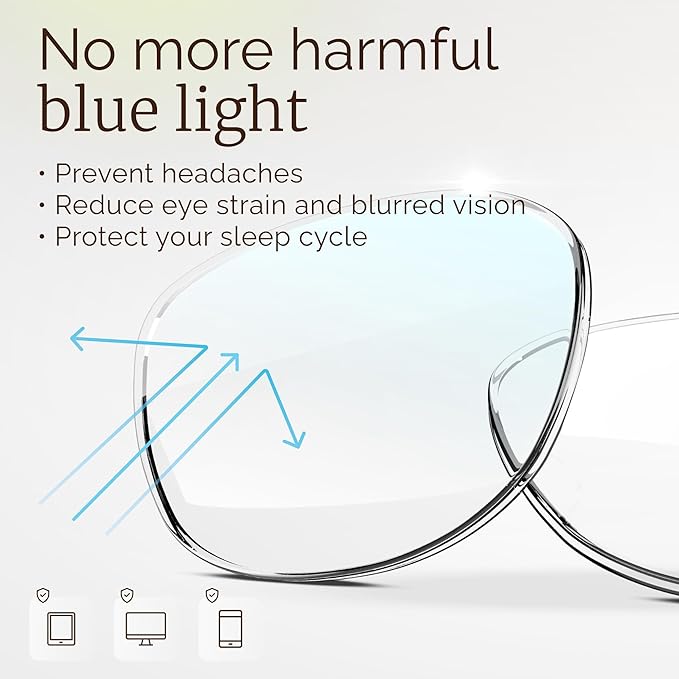miyya Blue Light Glasses for Women & Men – Oversized UV & Blue Light Blocker Chunky Frames, Stylish Eyewear Accessories