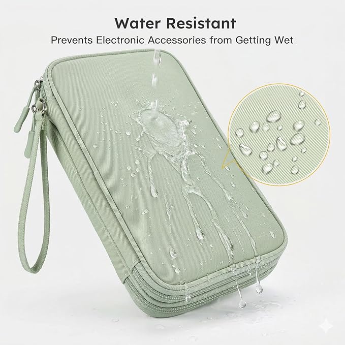 Electronics Organizer Travel Case, Large Cable Organizer Bag Water Resistant Double Layers Accessories Storage Bag Pouch, for Cord, Charger, USB, Power Bank, Earphone (Mint Green, X-Large)