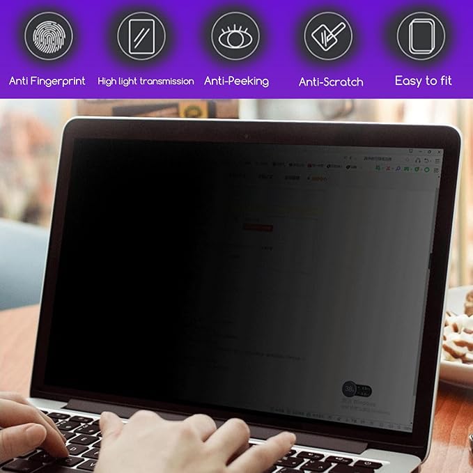 15.6" Privacy Screen Protector | 9H Tempered Glass with Anti-Blue Light & Anti-Glare | Universal Fit for HP, Dell, ASUS, Samsung, Lenovo, Acer, MSI 16:9 Laptops (Wide-Angle Privacy + Eye Comfort)