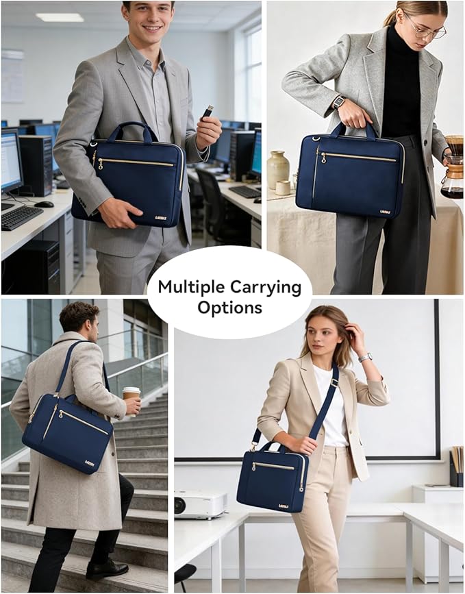 Laptop Case Bag Women Men Computer Sleeve Compatible with MacBook/Dell/HP/Acer/ASUS/LG, Waterproof Shoulder Carrying Briefcase, Blue, 15.6-16 Inch