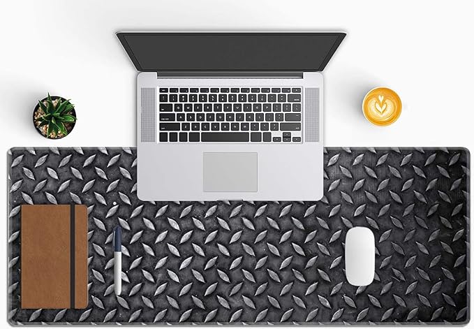 Black Grey Iron Texture XL Mouse Pad,Large Mouse Pad Gaming 31.5 x 11.8 in Mouse Mat Desk Pad,Extended Keyboard Mousepad Large Desk Mat with Non-Slip Rubber Base and Stitched Edge for Home Office