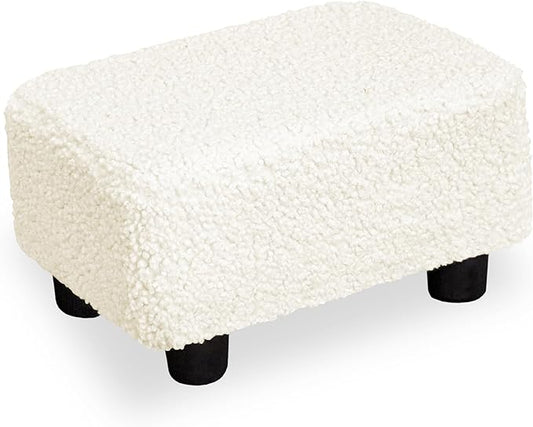 CAROLMADE Small Foot Stool Ottoman Footstool with Legs Under Desk Footrest for Living Room Bedroom and Office, Soft Ivory White