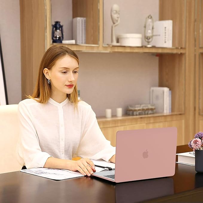 MOSISO Compatible with MacBook Air 13 inch Case M1 Chip 2021-2018 Release A2337 A2179 A1932, Plastic Hard Shell&Keyboard Cover&Screen Film&Storage Bag for MacBook Air 13.3 inch Case, Salmon Pink