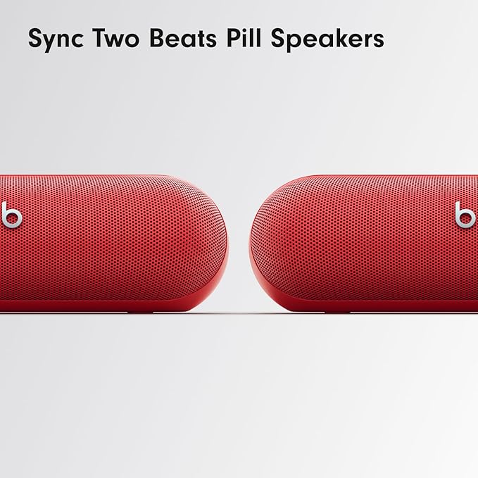 Beats Pill - Portable Bluetooth Speaker - Up to 24H Battery Life, Water Resistant, Bluetooth, Apple & Android Compatible, Seriously Loud Sound for Home, Outdoor and Travel – Statement Red