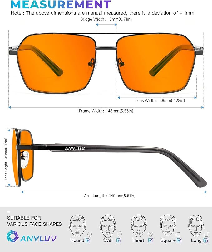 ANYLUV Blue Light Glasses Men/Women, Blue Light Blocking Glasses, Computer Screen Blocker Eyes Protection Glasses