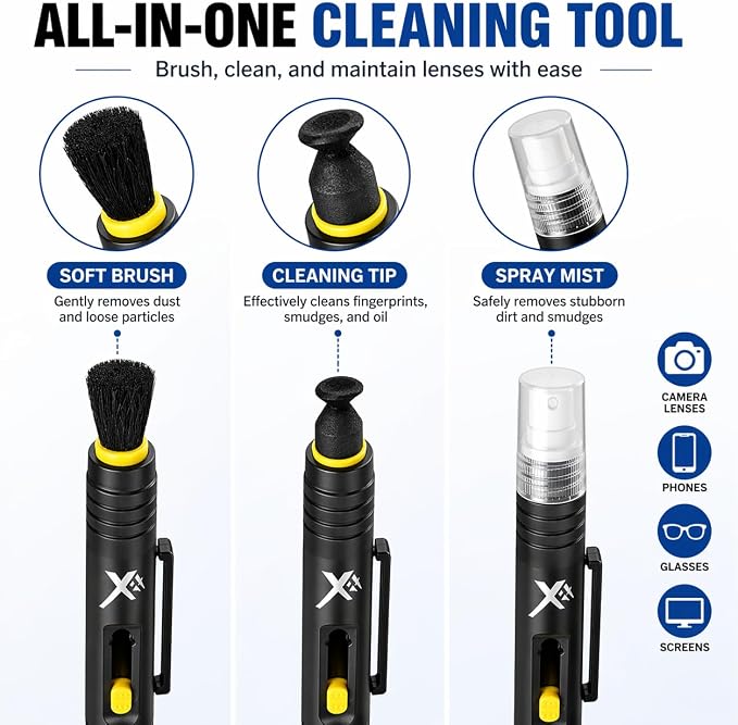 3 Pieces Multifunction Lens Cleaning Pen Brush, Lens Brush Camera Screen Cleaning Pen for Camera, SLR, Telescope, Magnifying Glass, Phone, Black - Image 3