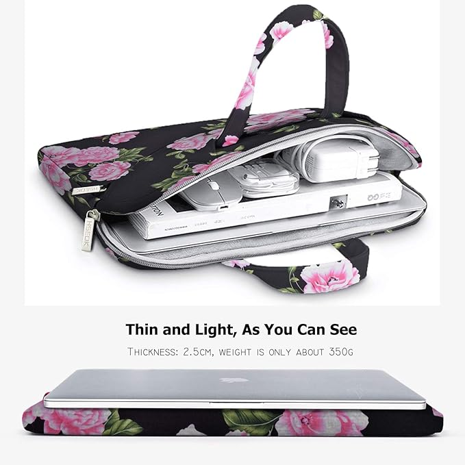 Hseok 17.3 Inch Laptop Shoulder Bag, Water-Resistant & Shockproof Protective Computer Case Compatible with 17.3 inch Dell Asus HP Lenovo Acer MSI Notebooks,Peony
