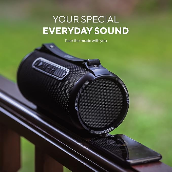 Tyler Wireless Bluetooth Speaker Water Resistant Long Range 300 watt Rechargeable Boombox USB MP3 Micro SD AUX Inputs Fm Radio Sound & Bass Carry Strap Lightweight for Home Outdoor Stereo