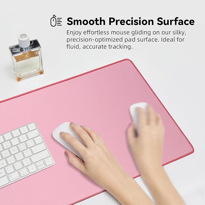 Waterproof Large Gaming Mouse Pad with Durable Stitched Edges, Non-Slip Rubber Base, Grainy Jacquard Mouse Mat Desk Pad for Home Office Gaming, 31.5''x11.8''x0.12'', Pink