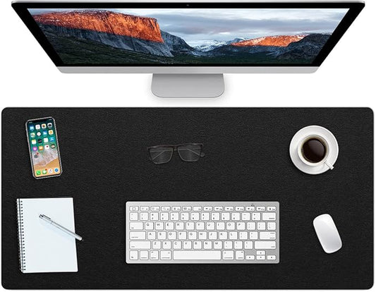 Non-Slip Desk Pad Waterproof PVC Leather Desk Table Protector on Top of Desks Large Mouse Pad Easy Clean Computer Keyboard Laptop Desk Writing Mat for Office Home Decor (Black, 17" x 36")