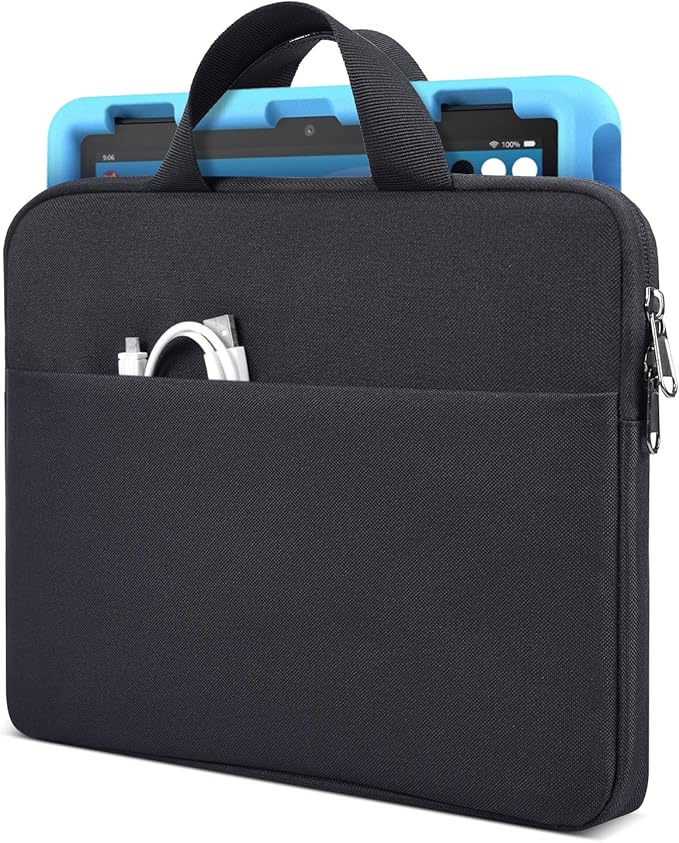 7-8 Inch Tablet Sleeve Carrying Case for Fire 7 Kids, Fire HD 8 Kids/Kids Pro, Fire HD 8 Tablet /8 Plus Tablet 2024-2022, All Versions of Fire 8/7 Kids Edition, iPad Mini 7/6/5/4 Tablet Bag, Black
