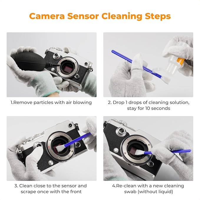 K&F CONCEPT 12mm Micro Four-Thirds 4/3 Sensor Cleaning Swab*10 + 20ml Sensor Cleaner, M43 Camera Cleaning Kit for All Models of M4/3 Camera Sensors, Including M4/3 Cameras from Olympus and Panasonic - Image 7
