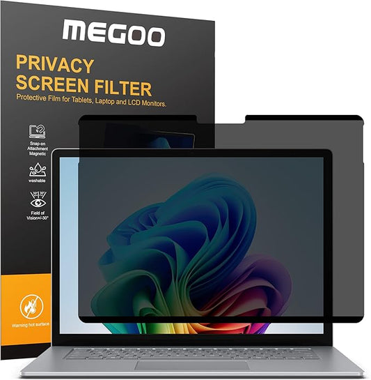 Megoo MagShield Privacy Screen for Surface Laptop 13 inch (2025), Magnetic Anti-Spy Film, Anti-Glare, Blue Light Filter, Washable Nano Adhesive, Removable Design