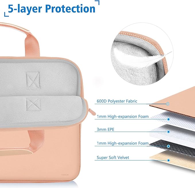 Hseok Laptop Sleeve 13.3-14 inch Case with Small Pouch, Neoprene Computer Bag Compatible with MacBook Neo/Pro 14 M5/M4/M3/M2/M1, Mac Air/Pro 13.3, XPS 14 and Most 13-14 inch Notebooks,Orange Pink