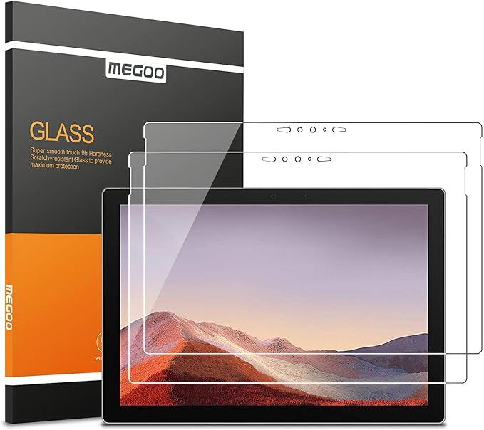 Megoo ArmorShield Screen Protector for Microsoft Surface Pro 7 Plus/Surface Pro 7 12.3 Inch, 2 Pack, Tempered Glass, Ultra Clear, Responsive Touch