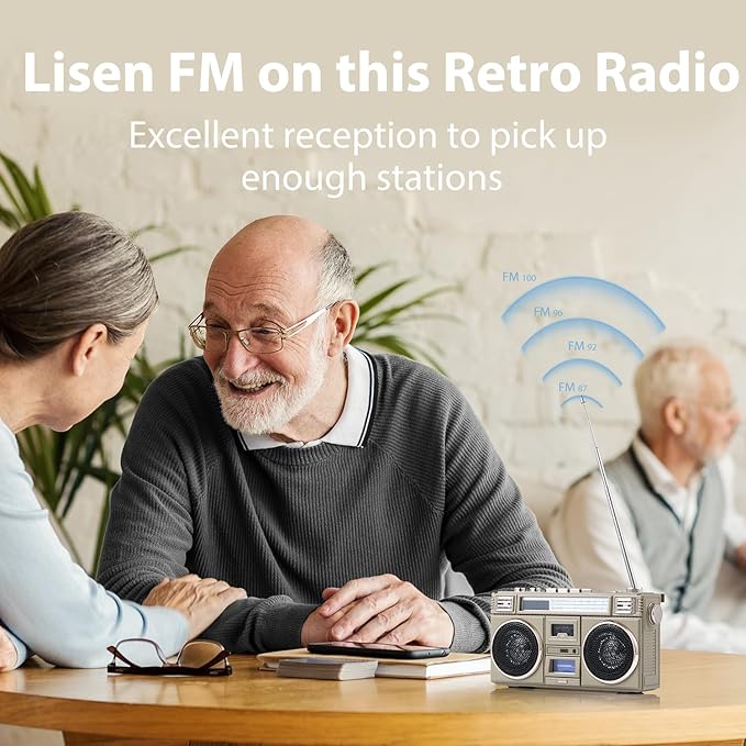 ANTPO Retro Vintage Radio Bluetooth Speakers Vintage Decor Small Wireless Speakers Stereo Radio Portable FM with Rich Bass Speakers Support TF Card for Home/Outdoor/Gift