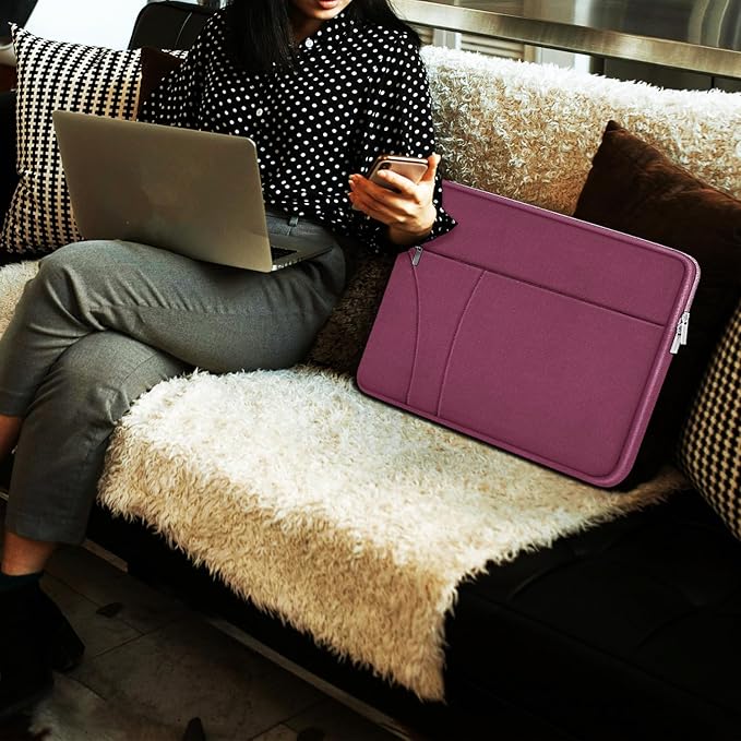 Laptop Sleeve Case 14 inch, Traveling Laptop Cover with Zippered Pocket, Shockproof Protective Carrying Briefcase Computer Bag for 14" MacBook Air/Pro, HP, Dell, Lenovo, Acer, Rose Red
