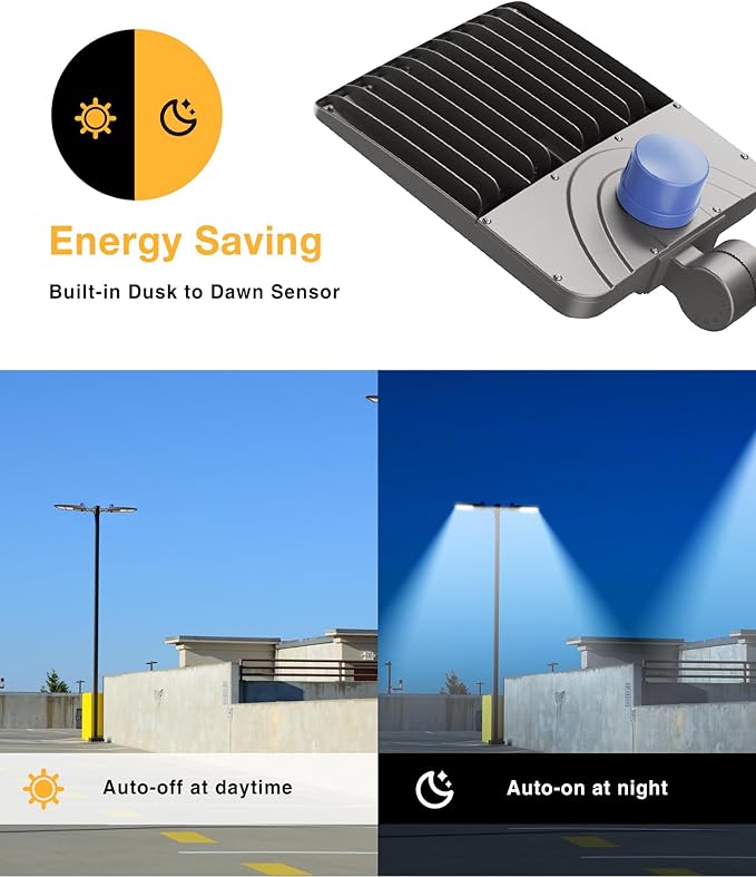 200W LED Parking Lot Light,28000LM 5000K LED Parking Lot Lights Outdoor, Adjustable Arm Mount,IP65 Waterproof,100-277V Commercial LED Area Security Light for Parking Lot,Stadium,Yard,Roadways