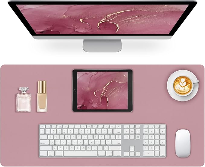 Non-Slip Desk Pad Mat, Leather Desk Mat for Desktop, Large Purple Mouse Pad, Waterproof Computer Mouse Mat Desktop Protector for Office/Home, 31.5" x 15.7"