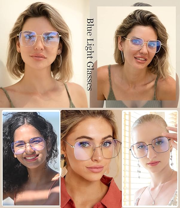 Dollger Blue Light Blocking Glasses women Anti Glare UV Filter Computer Gaming Glasses Retro matal square Eyeglasses Frame